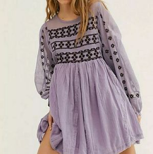 Free People Need Me Embroidered Mini Dress